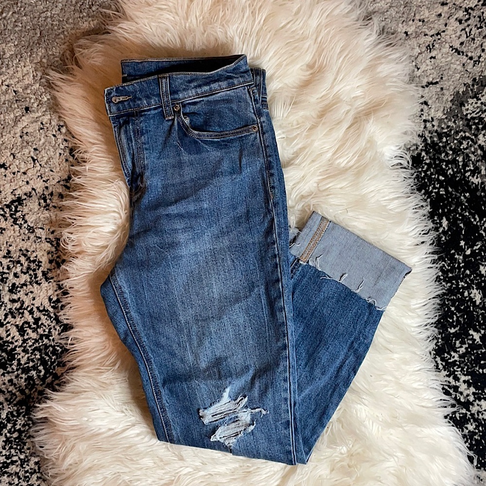 Distressed Denim Boyfriend Jeans